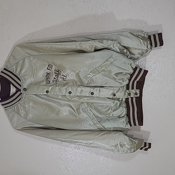 Vintage Satin Unique Button up WYRK stereo 106 staff jacket King Louie size L - Picture 3 of 10